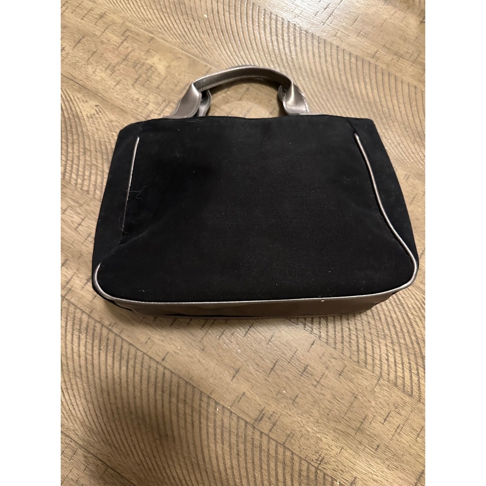 Vintage Y2K Black Suede Mini Tote‎ - Metallic Pewter Trim & Moto Zipper - Picture 2 of 5